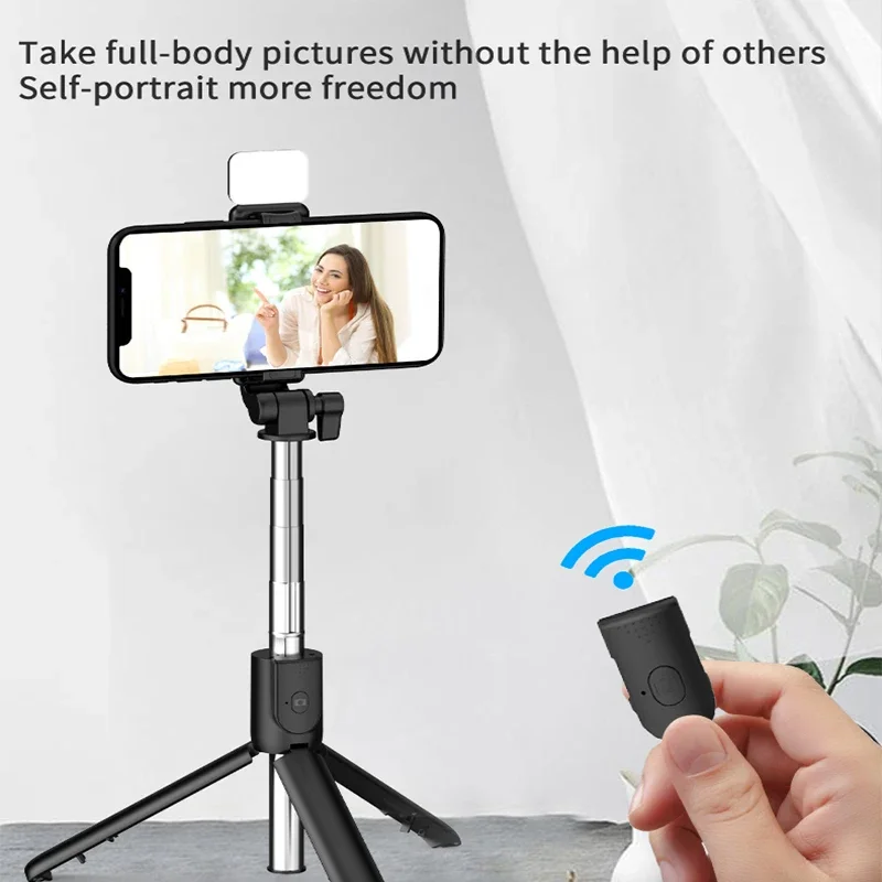 Portable Wireless Bluetooth Phone Telescopic Selfie Stick Tripod With Fill Light for Huawei iPhone 13 14 Pro Android Xiaomi 10 selfie stick cell phone selfie stick smartphone selfie stick