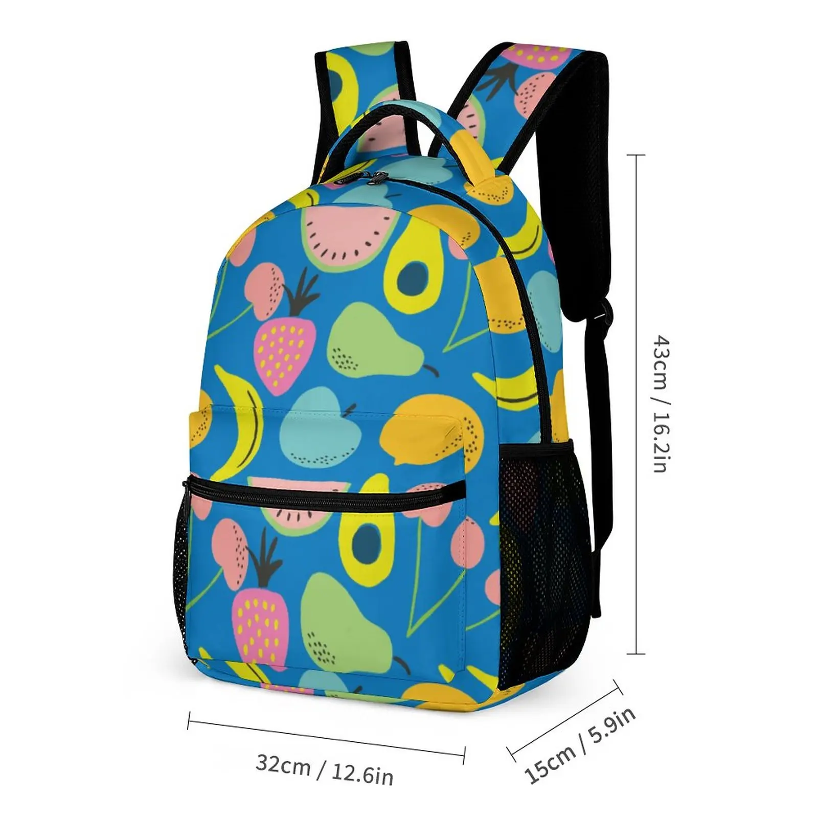 Custom Painted Blue Schoolbag Full Print Simple Backpack Large Capacity Travel Backpack Customizable Your Pattern