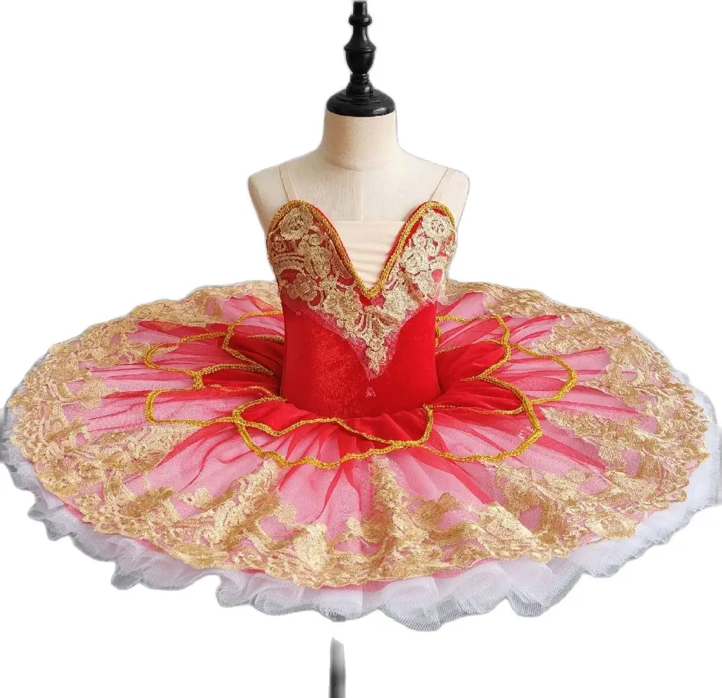 Red Fairy Doll Professional Ballet Tutu For Girl Pancake Tulles Platter