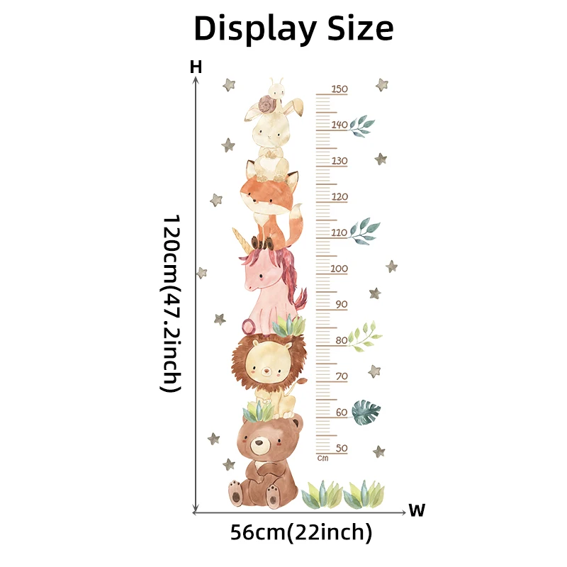 Kids Height Stickers Baby Growth Height Chart Cartoon Height Measure Wall Decals Sticker for Kids Rooms Child Growth Ruler Gauge Chart