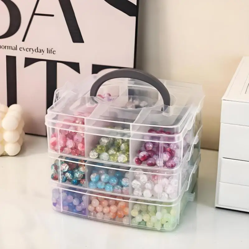 New 3 Tier 18-Grid Transparent Adjustable Stackable Compartment Slot Plastic Storage Box For Organizing Toys Jewelry Accessories