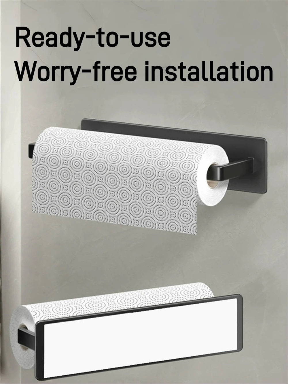 Description Picture 5 of itemKitchen Tissue Rack Without Punching Cabinet Rack With Cling Film Bag Storage Cloth Rack Wall Mounted Tissue Rack Kitchen Storag