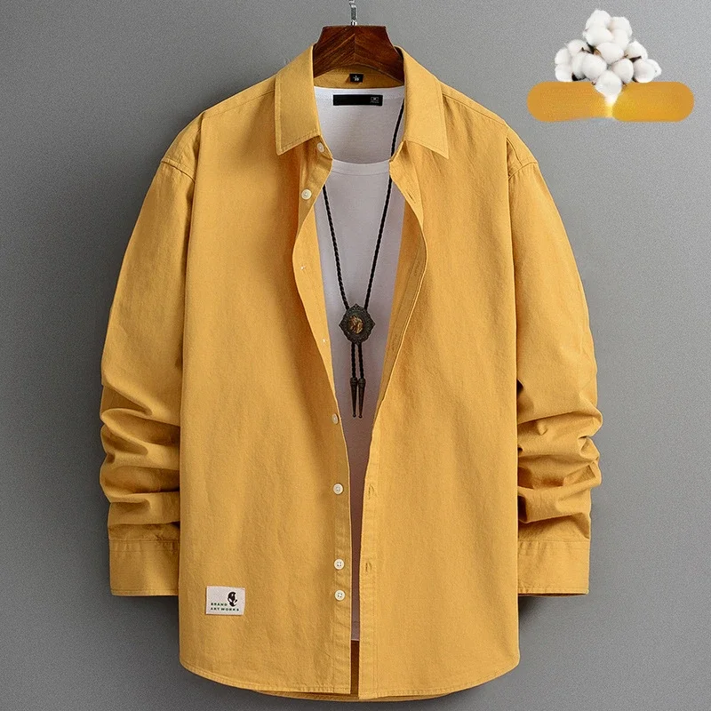 

Men's Harajuku Colors Oversized Shirt 100% Pure Cotton Men Korean Fashion Long Sleeve Shirts Male Button Up Shirts Blouses