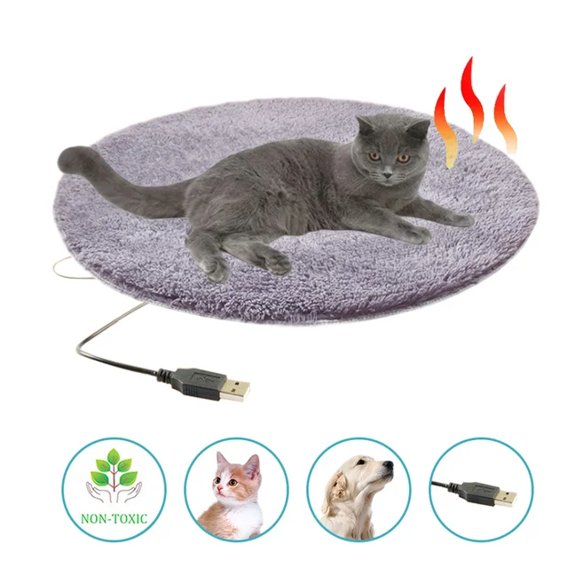 Electric Usb Mat Constant Temperature Pet Bed Blanket Puppy Heater Portable Cat Winter Sleep Roud Cushion Dog Heating Plush Pad 1