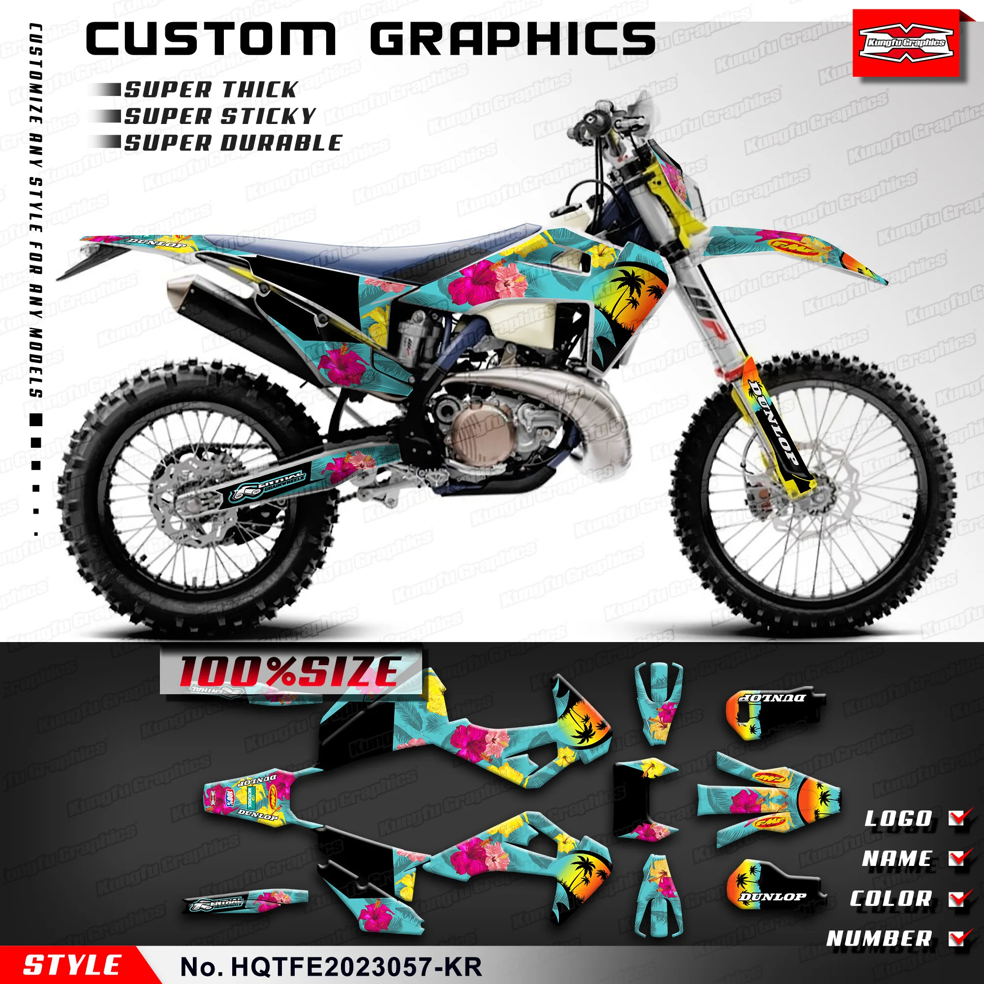 

KUNGFU GRAPHICS Adhesive Sticker Wrap Design for Husqvarna TE FE TC FC TX FX FS 2019-2023, HQTFE2023057-KR