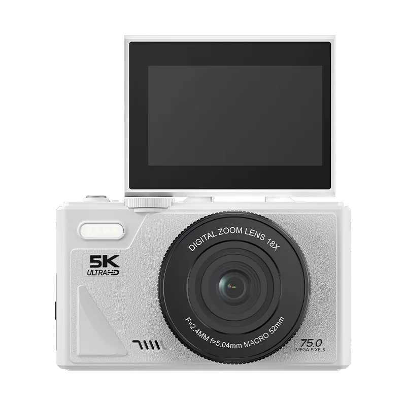 5K Digital Camera with Folding screen 64MP Ultra HD 18 Zoom Compact Student Travel Camera with 64GB SD Card