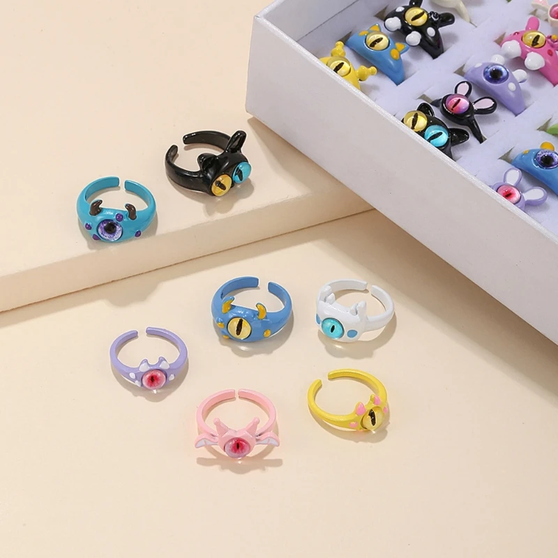 36pcs Monsters Rings for Women Funny Big Eye Cartoon Couple Rings Wedding