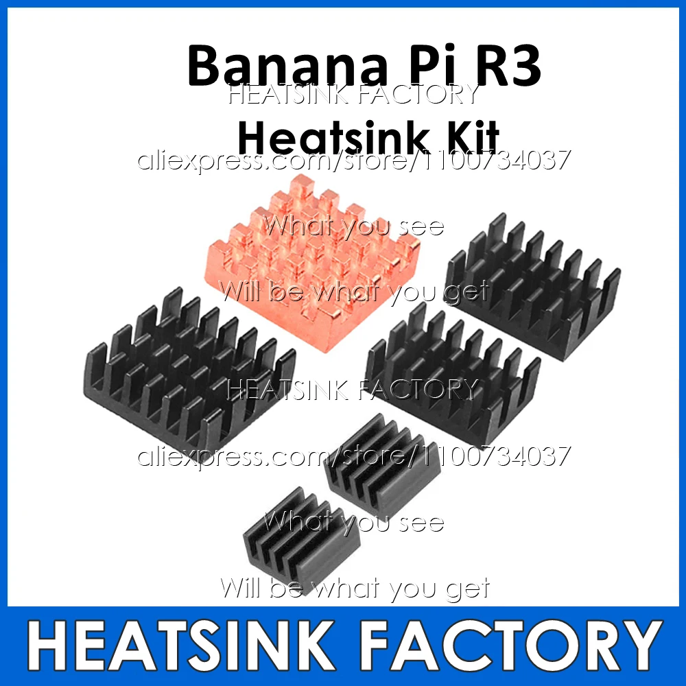 

Factory 1 Set DIY Copper Aluminum Heatsink Kit Set With Thermal Adhesive Tape for Banana Pi R3 IC LAN CPU