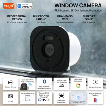 Tuya Smart  Window Camera-Replaces Outdoor Camera,2.4/5GHz WiFi | 3MP HD | Full-Color Night Vision Thru Window For Home Security 1