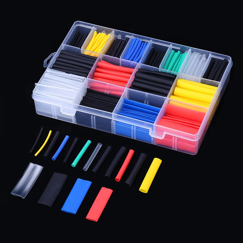 greener 800 pcs set thermoresistant tube heat shrink wrapping kit polyolefin shrinking assorted pipe wire cable insulated термоусадка Thermoresistant Tube Heat Shrink Wrapping Kit Termoretractil Shrinking Tubing Assorted Wire Cable Insulation