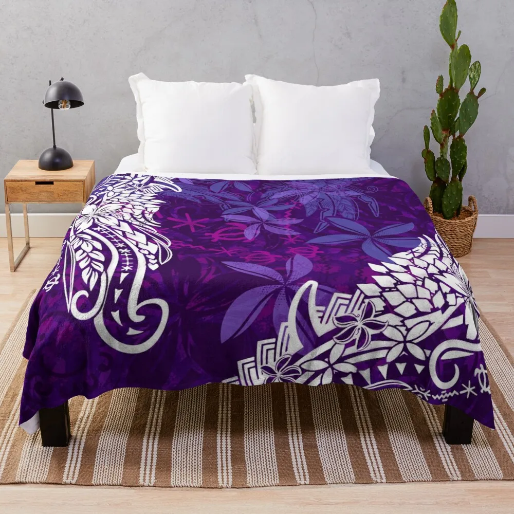 

Polynesian Purple Rain Jungle Tribal Threads Throw Blanket Multi-Purpose Decorative Sofa Blankets bed plaid