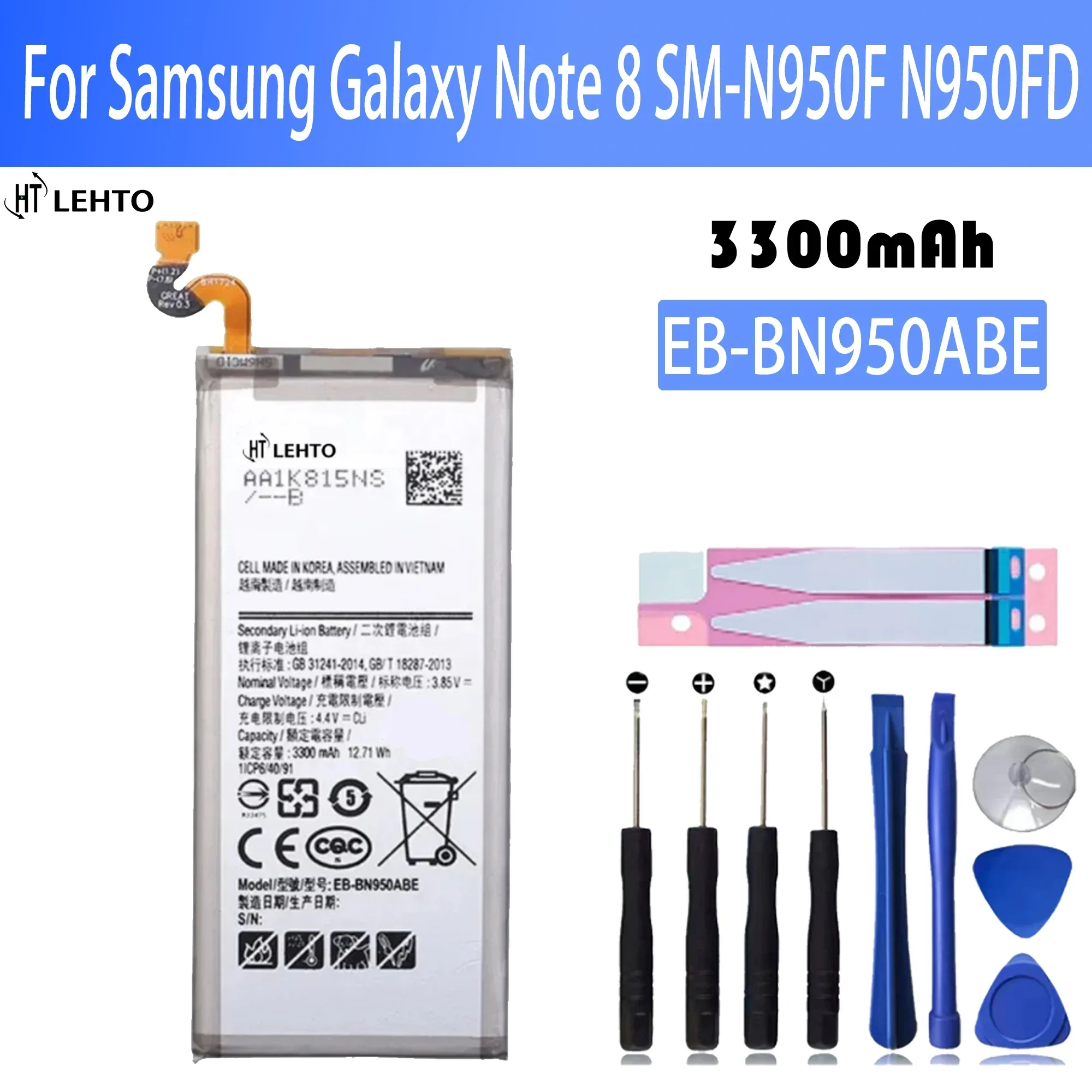 

Battery EB-BN950ABE 3300mAh For Samsung Galaxy Note 8 Note8 N950 SM-N950F N950FD N950U/U1 N950W N950N N9500 Bateria