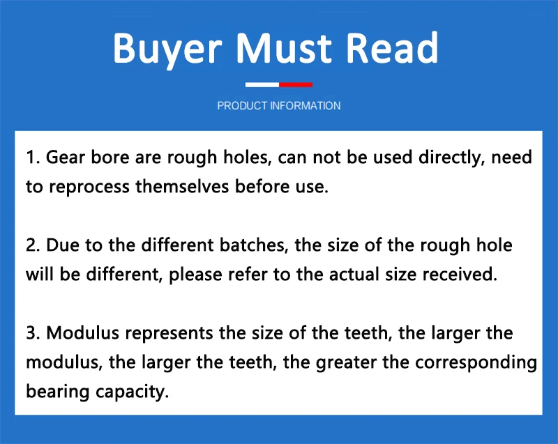 Description Picture 2 of item1pc 44-59Teeth 1.5M Spur Gear 45# Steel Metal Drive Gear 1.5 Modulus 44 45 46 47 48 49 50 51 52 53 54 55 56 57 58 59 Teeth