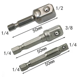 Clé adaptateur à douille en acier au Chrome Vanadium, 3 pièces, tige hexagonale à barre d'extension de 1/4 "3/8" 1/2 ", jeu de mèches hexagonales, outils électriques 