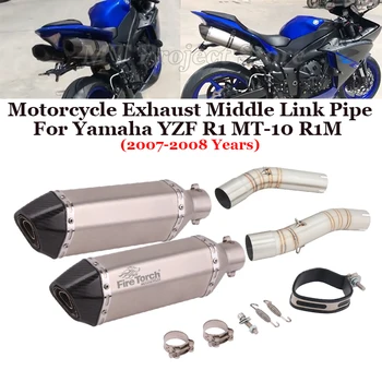 Slip On For Yamaha YZF R1 MT-10 R1M 2007 - 2008 Motorcycle Exhaust Escape System Modify Muffler Moto Middle Link Pipe DB Killer