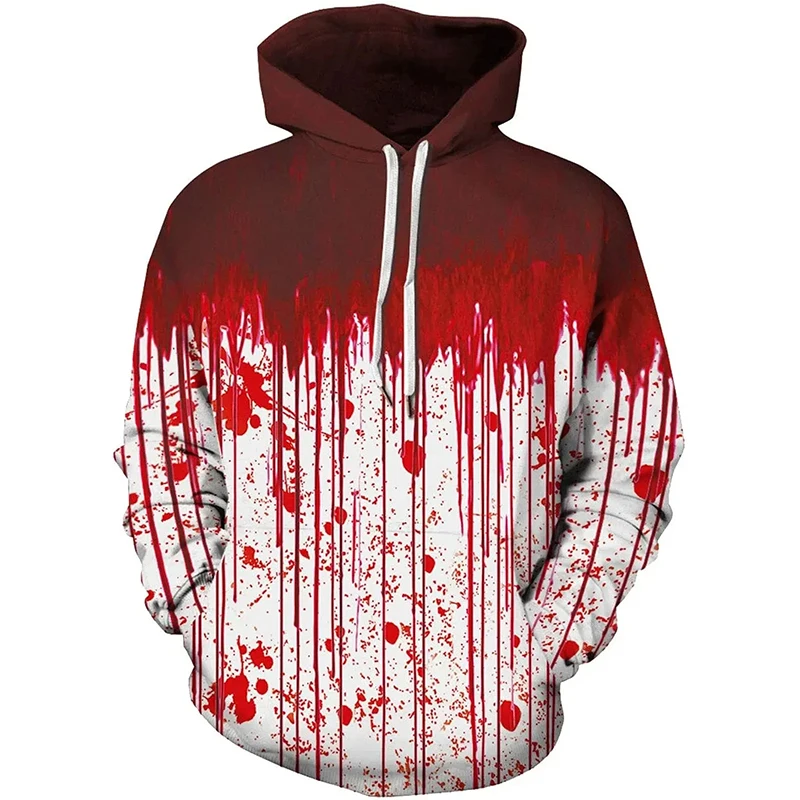 

2023 New 3D T Shirt Hoodie Streetwear Blood Splatter Men's Women's Horror Halloween 3D Pullover College Cosplay Costumes