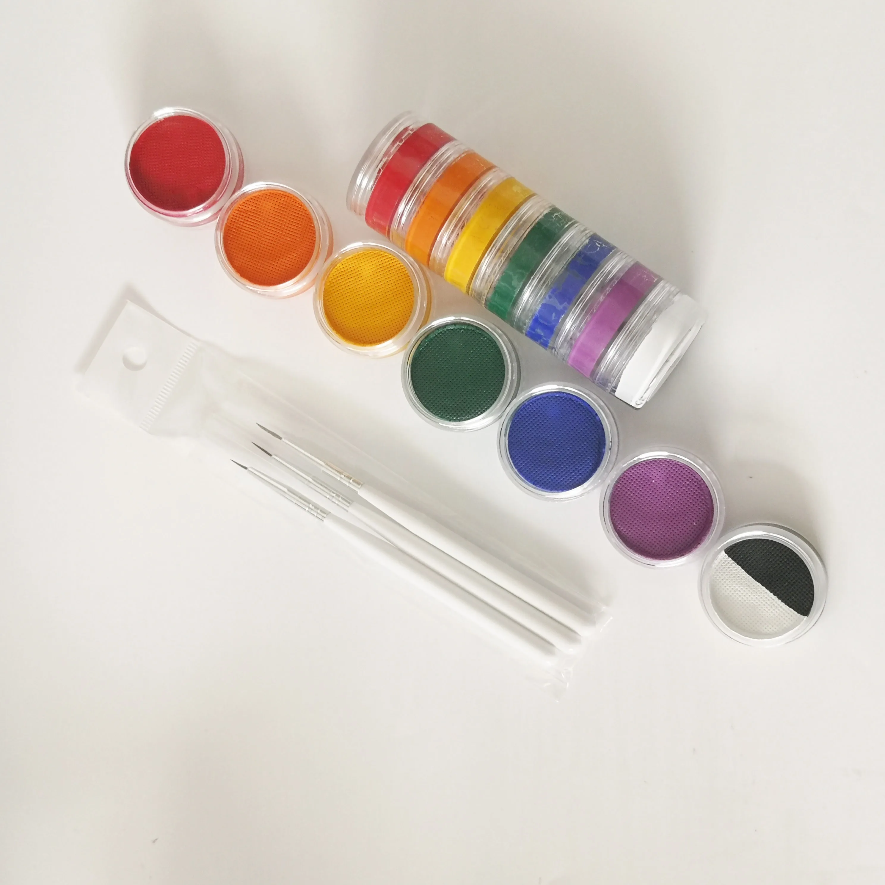 10g Face Paint Water-Based Eyeliner Split Rainbow Cake Tower Body Painting Supplies Washable Dual Colors Activated Eyeliner 6