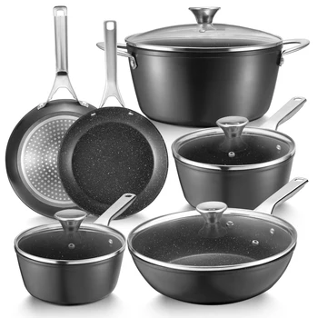 Induction Cookware Nonstick, 10-Piece, BEZIA Pots and Pans Set for Induction Cooktop, Compatible with All Stoves 1
