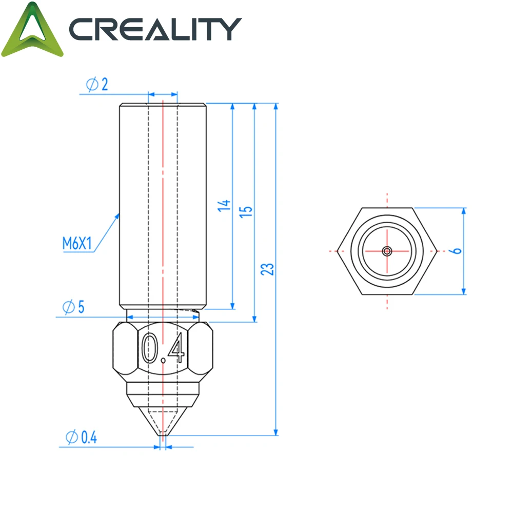 CREALITY K1 깍지 경화 강철 도금 구리 고온 내마모성 3D 프린터, 0.2, 0.4, 0.6, 0.8, 1.0, 1.2mm, 6 개