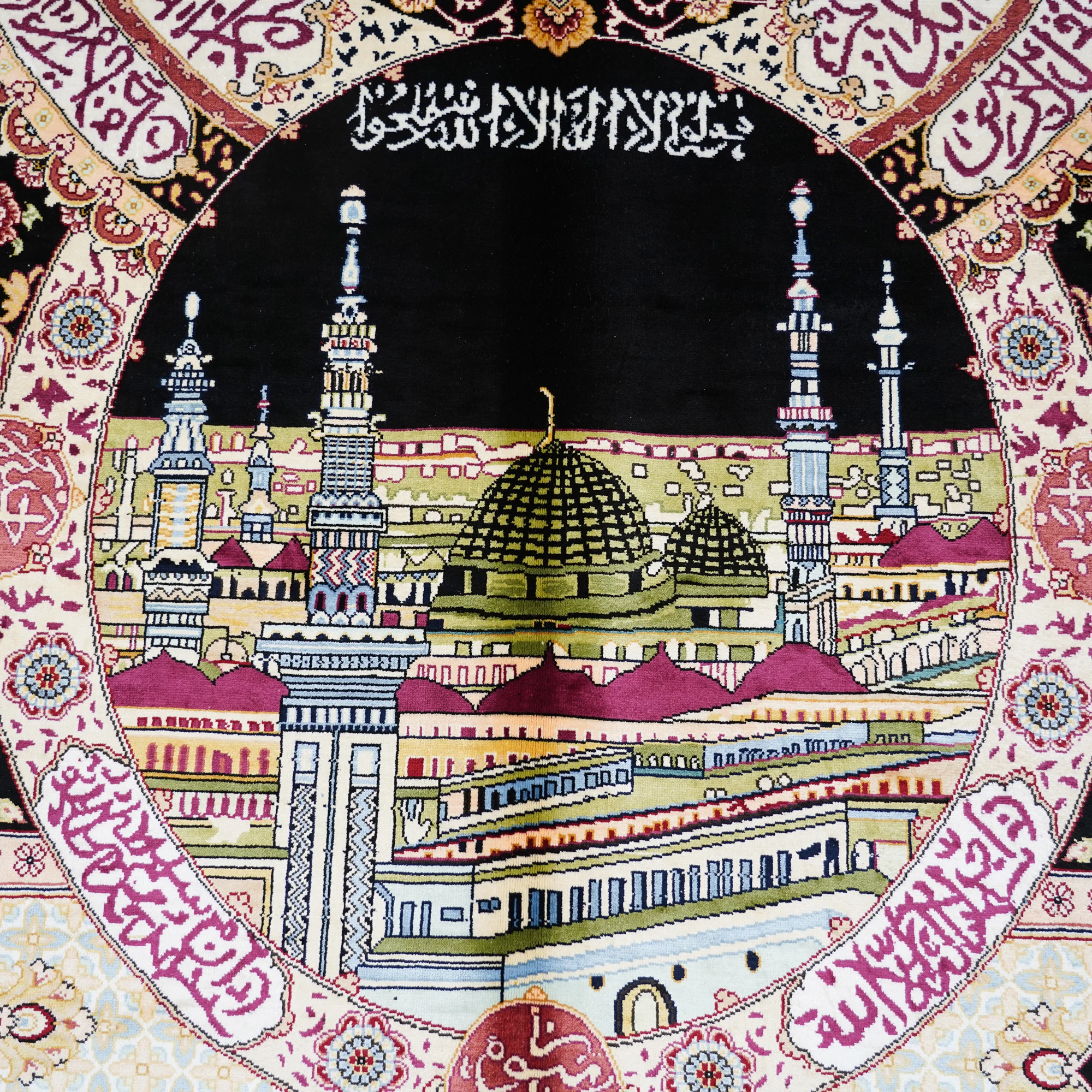 Handmade Silk Knotted Persian-Style Prayer Rug 3