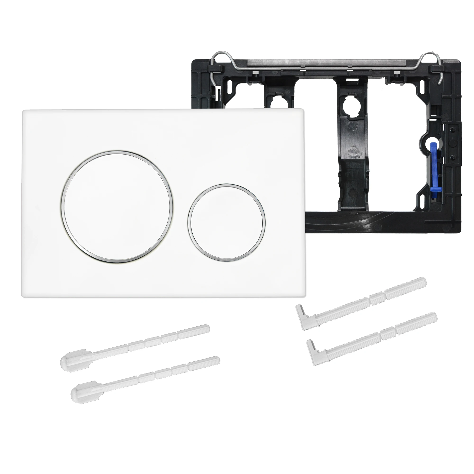 Flushing Plate with Flush Lever Set and Mounting Frame, Fits Geberit Sigma 20 Actuator Plate Spare Parts, Dual Flush, White flushing plate set