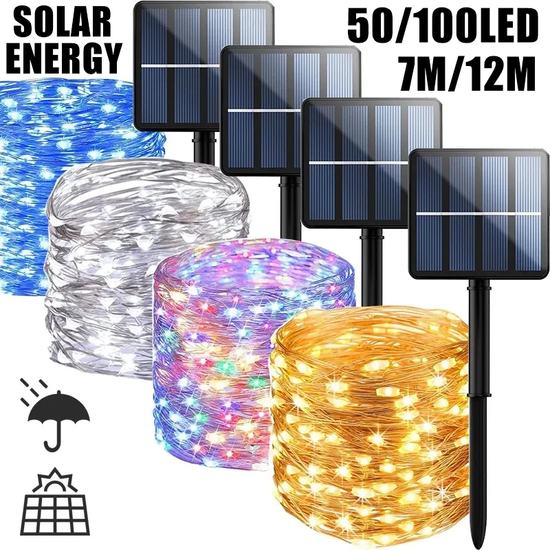 

7M/12M 50/100LED Solar Led Fairy Light Outdoor Festoon Led Waterproof String Lights Christmas Party Garden Solar Lamp Decoration