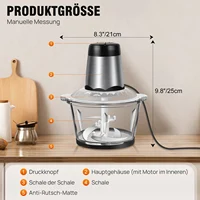 Broyeur électrique extra puissant, multi-broyeur Flash Chacker 500W 2L, broyeur universel électrique avec récipient en verre, machine de cuisine universelle, mixeur pour aliments pour bébés, noix, légumes, fruits, viande 5