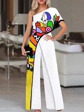  Wide Leg Rompers Casual Palazzo VONDA 2022 Women Playsuits Loose Solid Sexy One Shoulder Jumpsuits Summer Office Party Overalls 