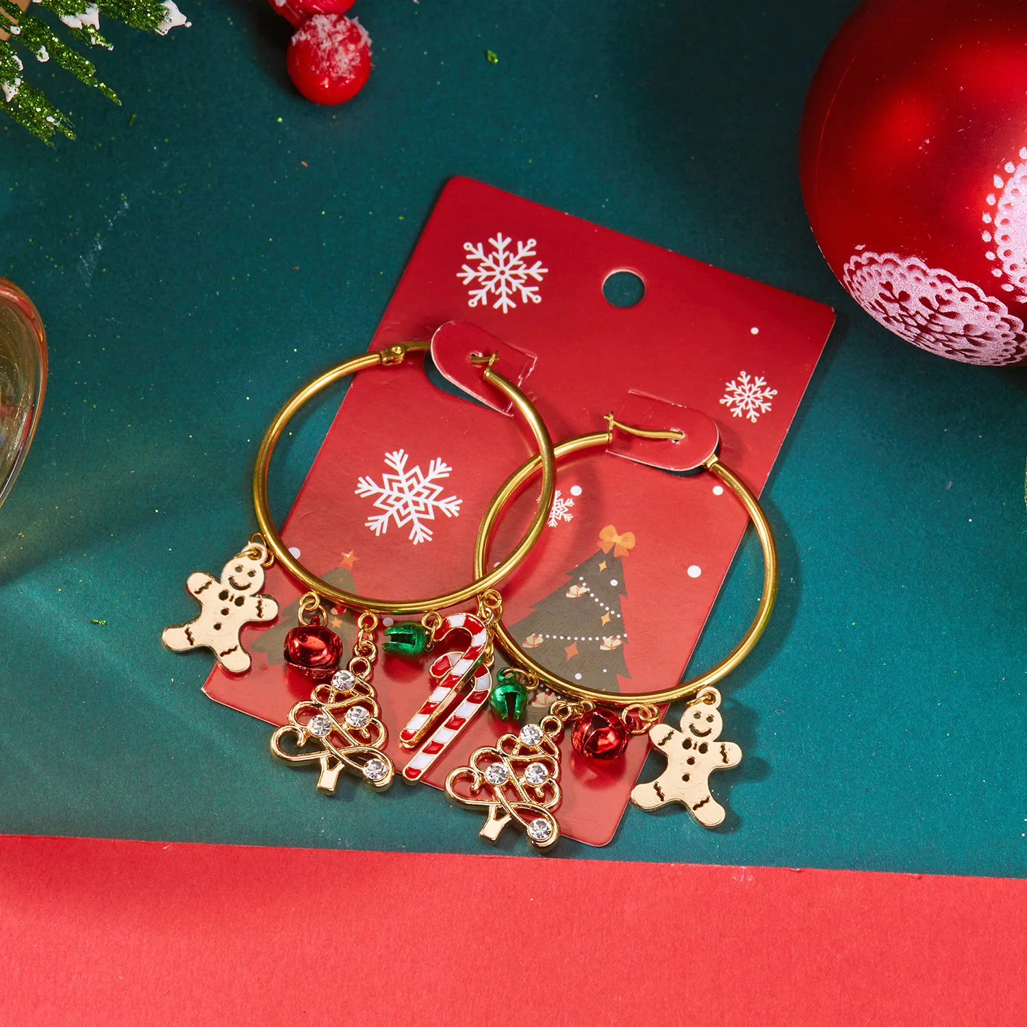 Kreative handgemachte gestrickte Kugel lange Quaste Ohrringe für Frauen Candy Cane Weihnachtsbaum Anhänger Ohrringe Weihnachten Party Schmuck – Detail 6