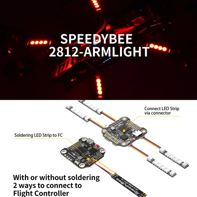 4PCS SpeedyBee Programable 2812 Arm LED Light Armlight 5V RGB For RC FPV Racing Freestyle Whoop Drone Quadcopter Runcam 2