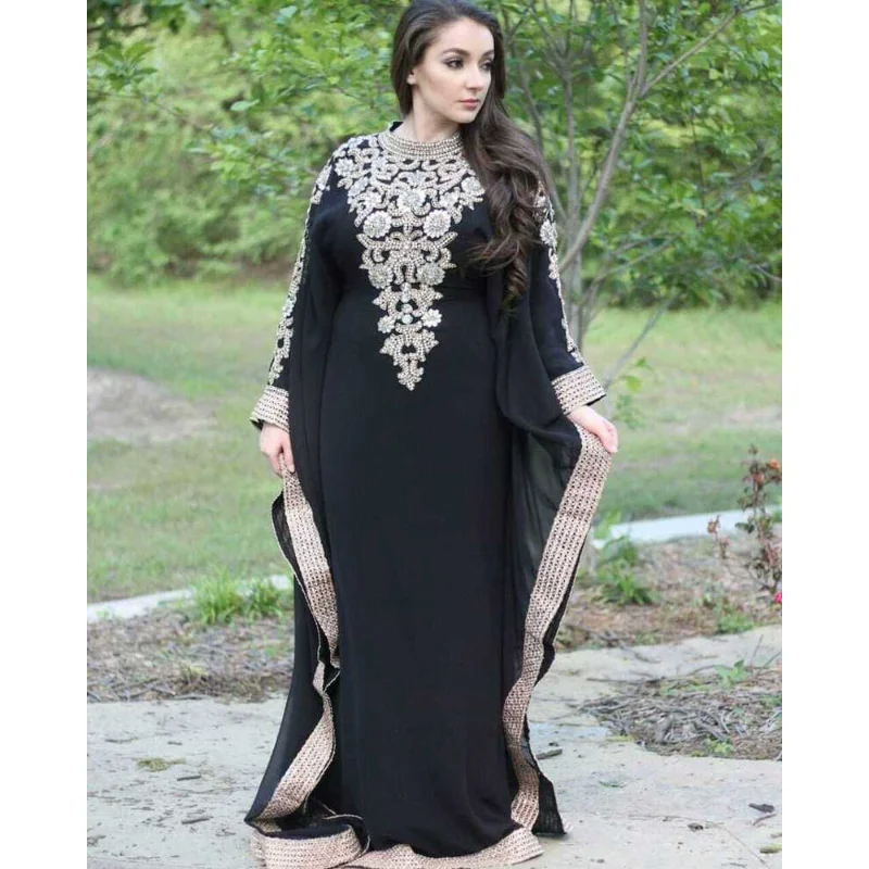

Black Dubai Morocco Kaftans Farasha Abaya Dress Very Fancy Long Dress Sexy Dresses