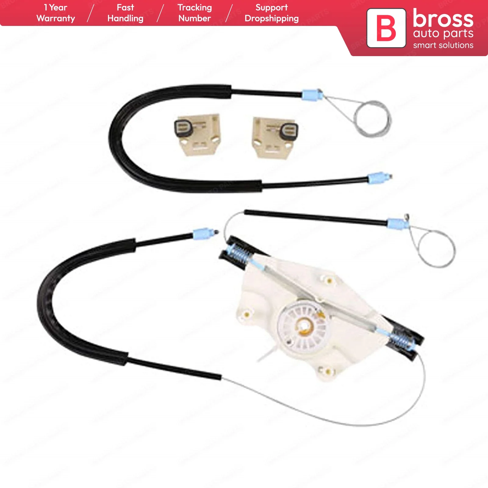 Bross BP8582-1 Manuel Window Regulator Repair Set Front Left Door for Fabia 1 1999-2008 Cable Wheel House and Brackets | Автомобили и