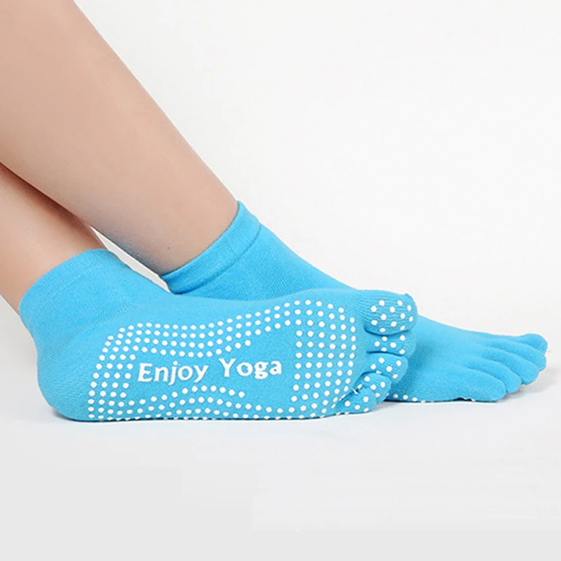 New Brand Enjoy Yoga Skidproof 5 Toe Socks Cotton winter women Calcetines 7 colors Gym Sport Exercise