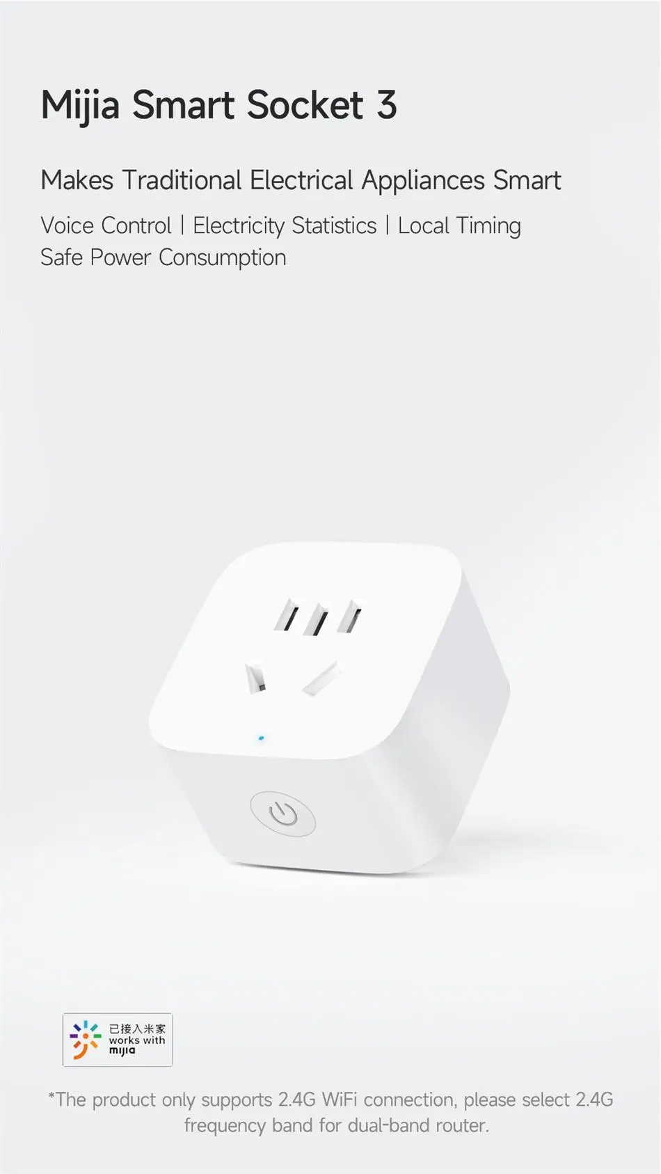 Smart Plug Xiaomi Mijia Smart Socket 3 WIFI Power Statistics Version Wireless Remote Control Adaptor Work With Mi home APP