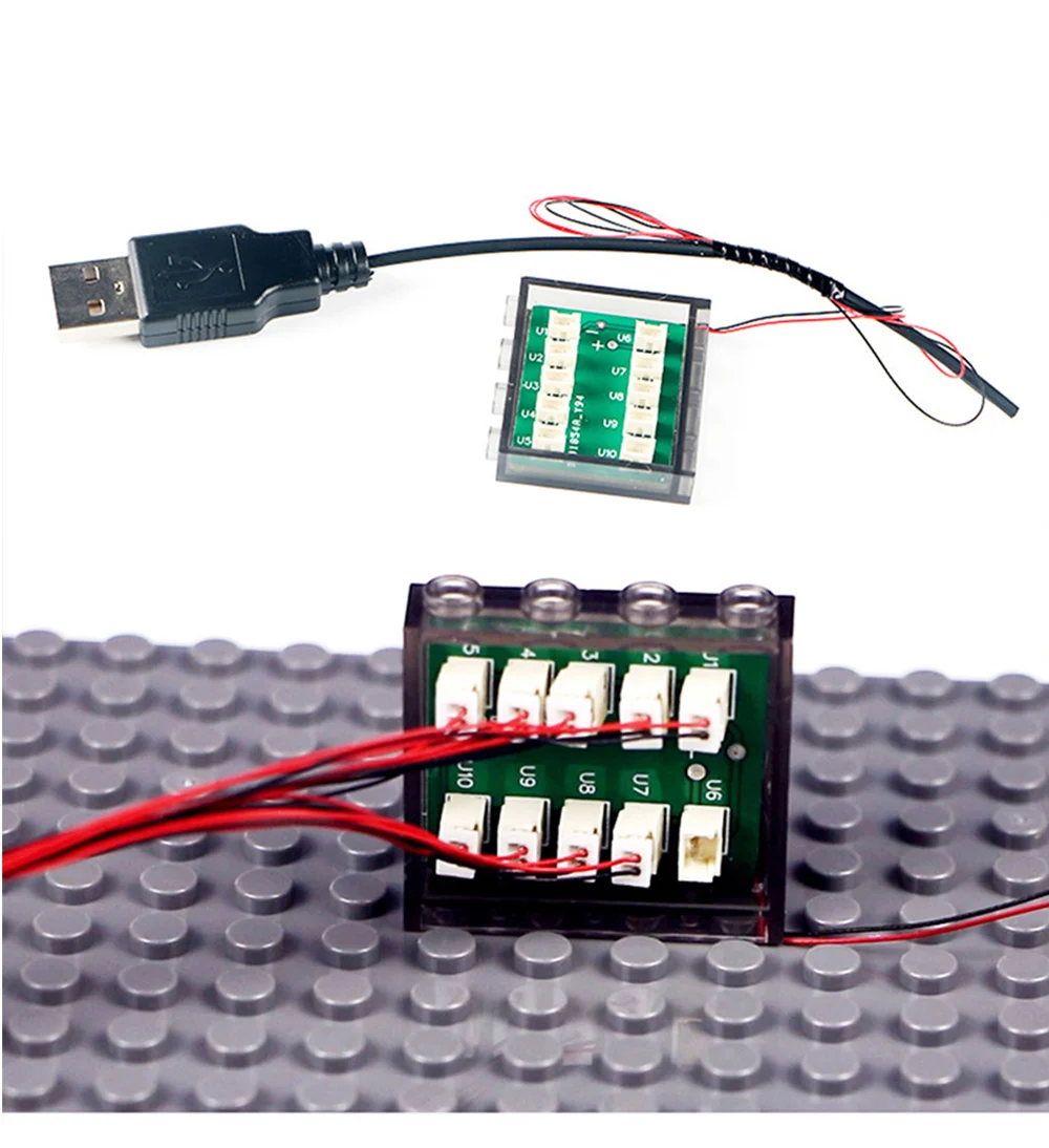 10 stücke Terminal Led Suchscheinwerfer MOC Licht Tisch Lampe Multifunktionale DIY Scheinwerfer Schwarz Baustein 1219 – Detail 7