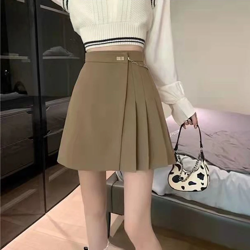 Pleated Skirt Women New 2022 Korean Fashion Style Solid Color Ladies Student Mini Skirts for Women High Waist Folds Streetwear satin skirt Skirts