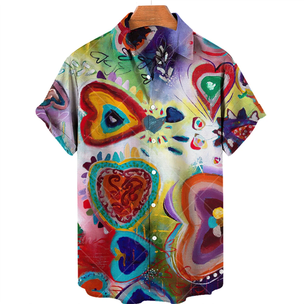 2024 3d Graffiti Oil Painting Printed Shirt Men Fashion Streetwear Hawaiian Beach Casual Lapel Plus Size 2024 4