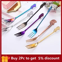 

1PC Stainless Steel Branches Elephant Pattern Coffee Tea Spoon Dinnerware Cutlery Fruit Dessert Fork Stir Spoon Dinner Utensils