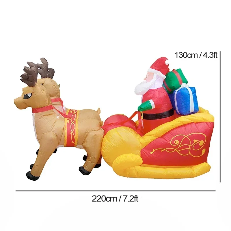 Christmas Inflatable Decoration Santa Claus Reindeer Elk Sleigh Inflatable Toy with LED Lights Outdoor Yard New Year Decor Prop 6