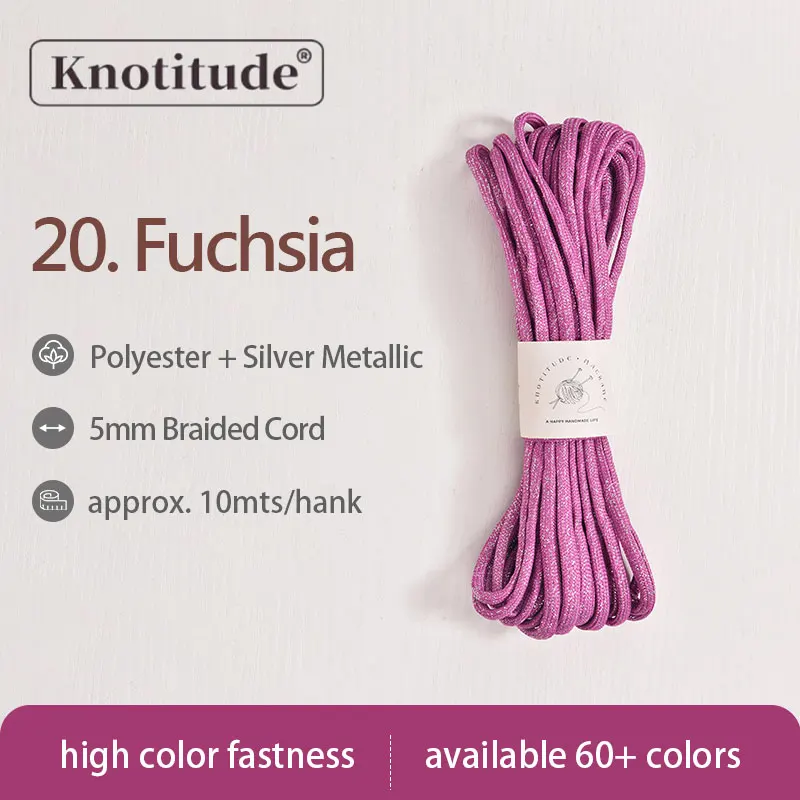Silver Glossy Polyester Braid Rope with Shiny Lurex Metallic Finish - Ideal for DIY Jewelry Projects, 5mm x 10m