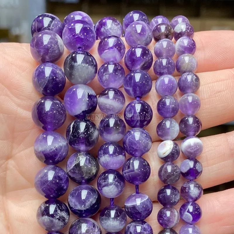 Natürliche dunkel violette Traum Amethyste Perlen lose Abstand halter 4 6 8 10 12mm Heils tein für Schmuck machen DIY Armband Zubehör – Detail 7