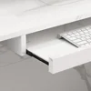 Modern Reception Desk Counter Table, L-Shap Reception Room Front Desk with Lockable Drawer & Open Shelves, Retail Counter 5