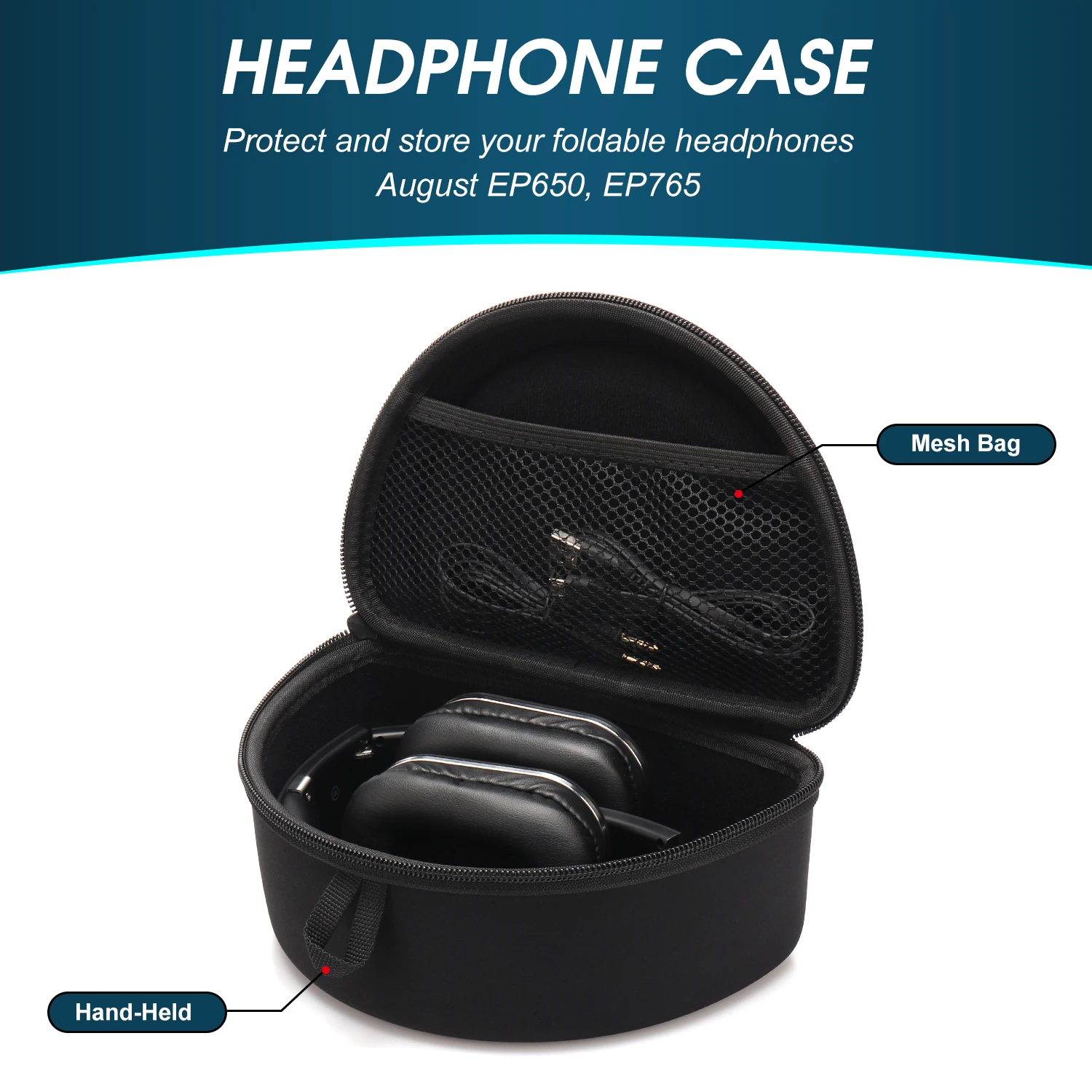 August BAG650 Hard Carrying Headphones Case Bag for August Bluetooth Wireless Headset Portable Headset Pouch Cover Box