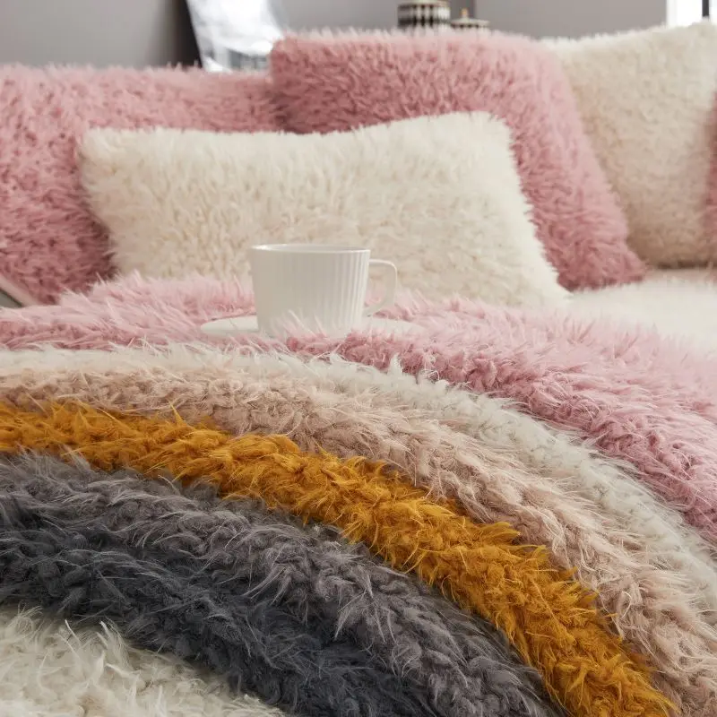 Fur Sofa Cover Thicken Plush Sofa Cushion Non-slip Sofa Mat Couch Cushion For Living Room Home Decoration Carpet 5