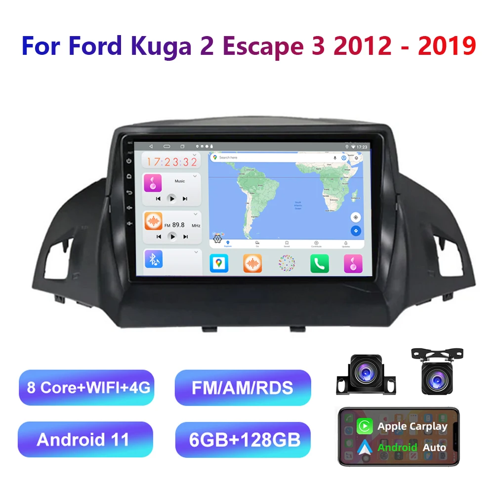 

HD Multimedia Head Unit For Ford Kuga 2 2012-2019 Car Stereo Radio Android video GPS Carplay 4G AM/RDS/DSP
