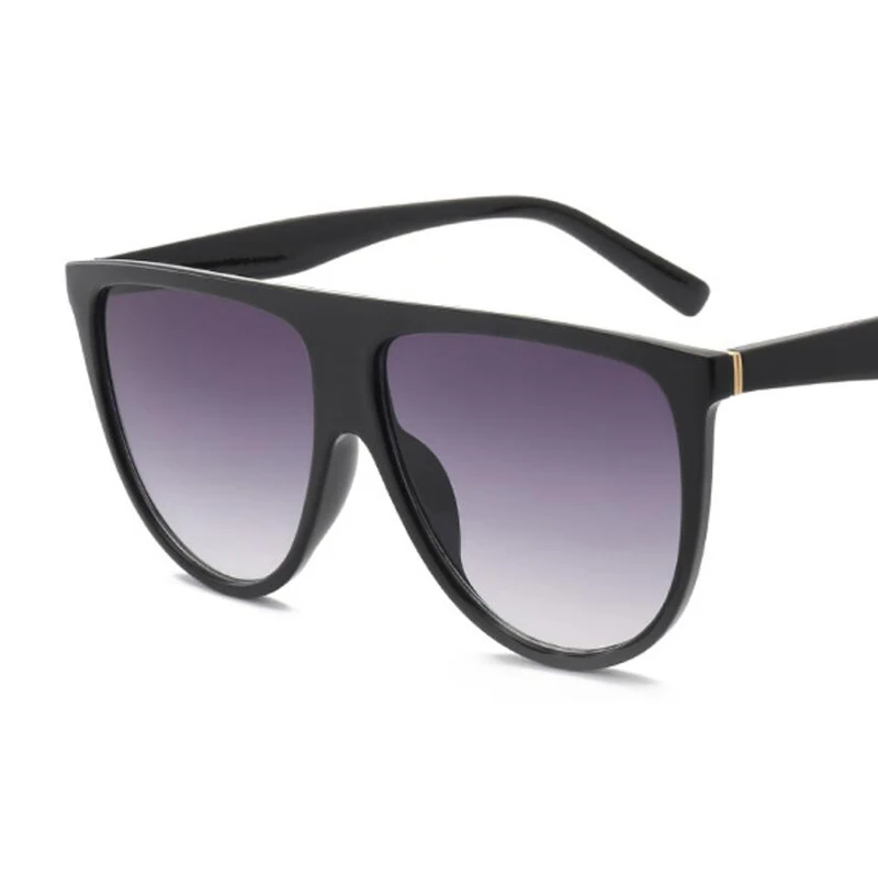 Thin Flat Top Black Gradient Sunglasses Women Luxury Brand
