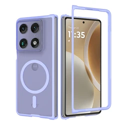Luxury Matte Magnetic Charge Phone Case - Skin Feel Shockproof Fold Cover for Motorola Razr Fold (Purple)