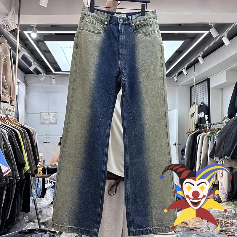 

Irregular Patchwork Gradient KANYE Jeans Pants Men Women Washed Trousers