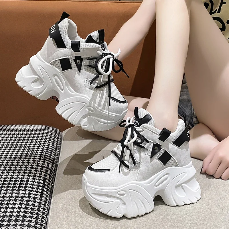 Woman Thick Bottom Mesh White Shoes Women Platform Sneakers
