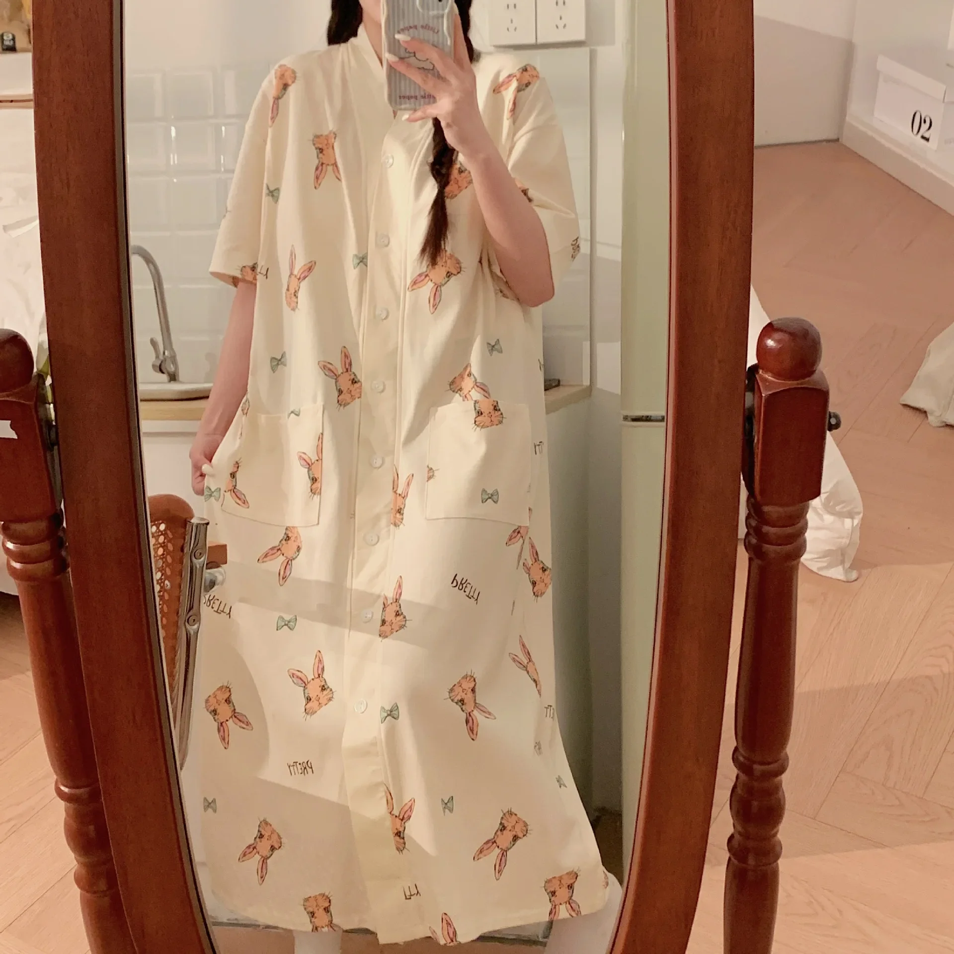 Nursing Dress Summer Cotton Chest Pad Postpartum Short Sleeves Maternity Sleepwear Breastfeeding Period Anticipation